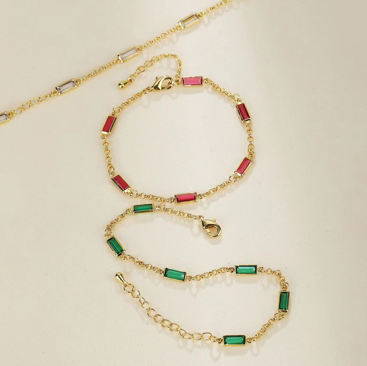 Pulsera Esmeralda Profunda Estilo Baguette