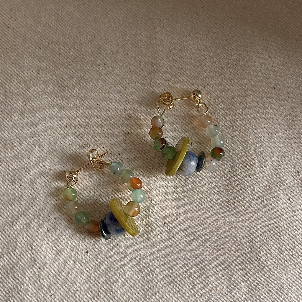 Colorful Beaded Hoop Earrings