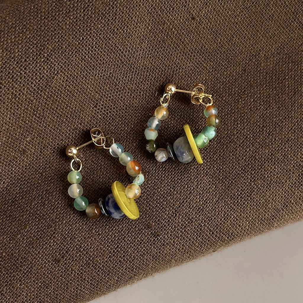 Colorful Beaded Hoop Earrings