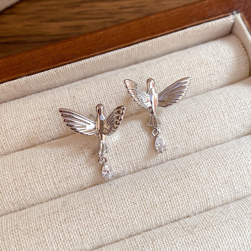 Wings of the Spirit: Dove Earrings with Zirconia