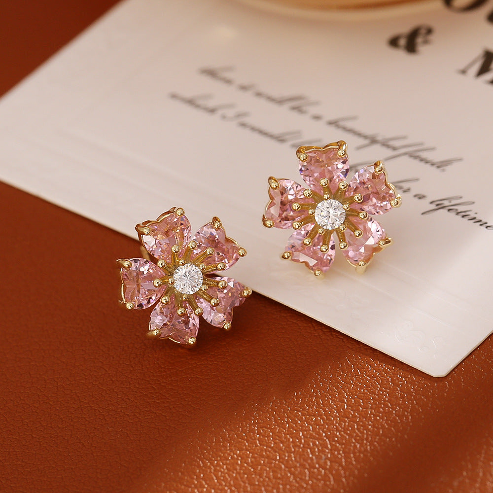 "Heart Flower" Earrings - Pastel Pink