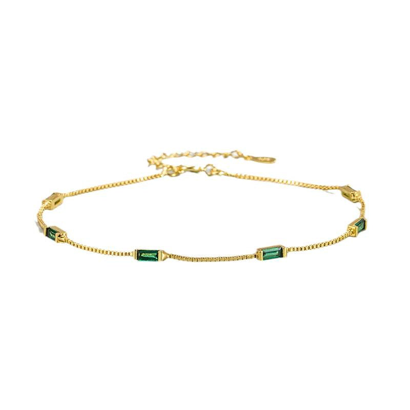 Pulsera Esmeralda Profunda  Estilo Baguette