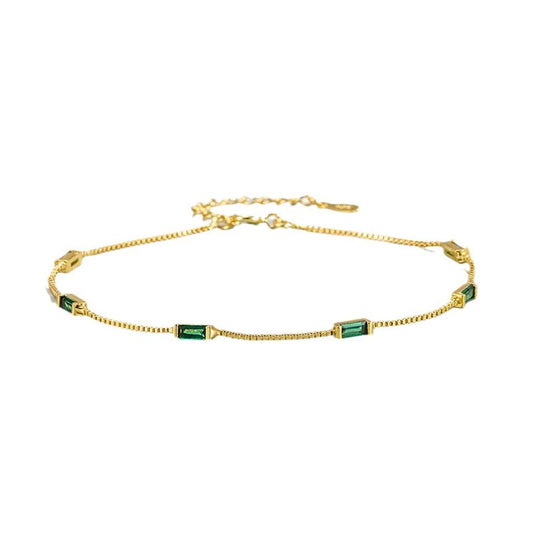 Pulsera Esmeralda Profunda  Estilo Baguette