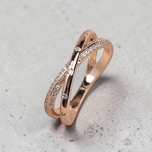 Anillo Mujer Ajustable Dorado Con Zirconias
