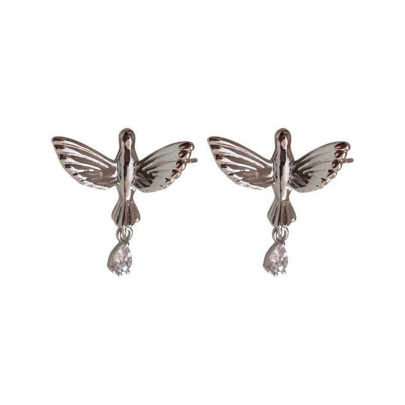 Wings of the Spirit: Dove Earrings with Zirconia