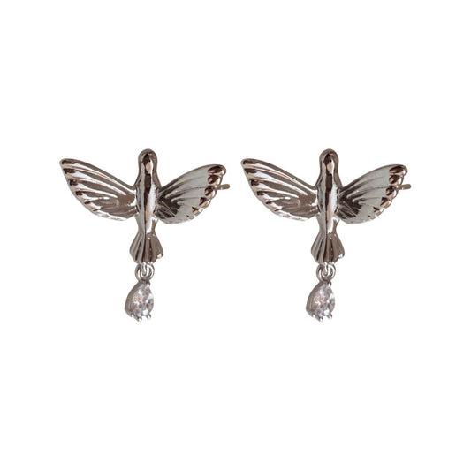 Wings of the Spirit: Dove Earrings with Zirconia