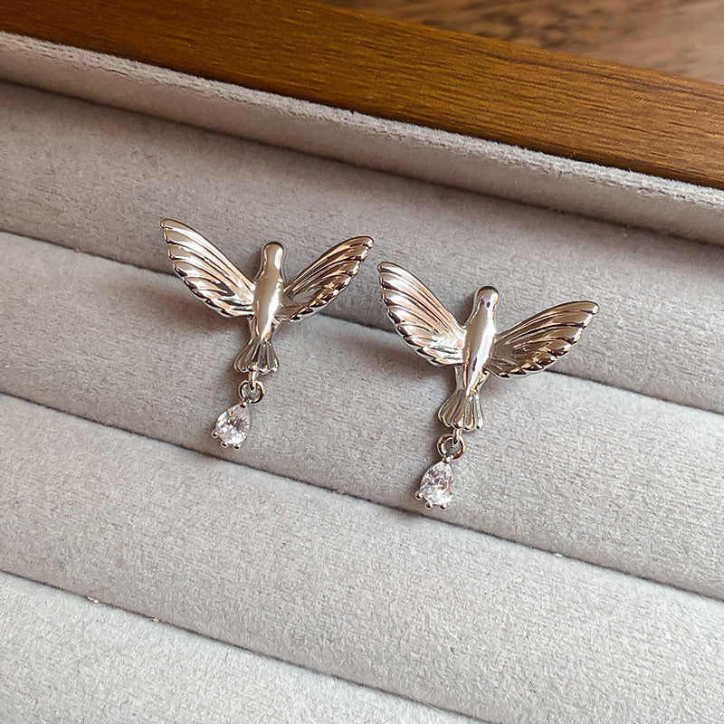 Wings of the Spirit: Dove Earrings with Zirconia