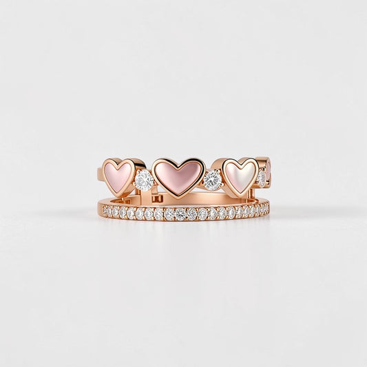 Anillo Corazon Ajustable Dorado Con Zirconias