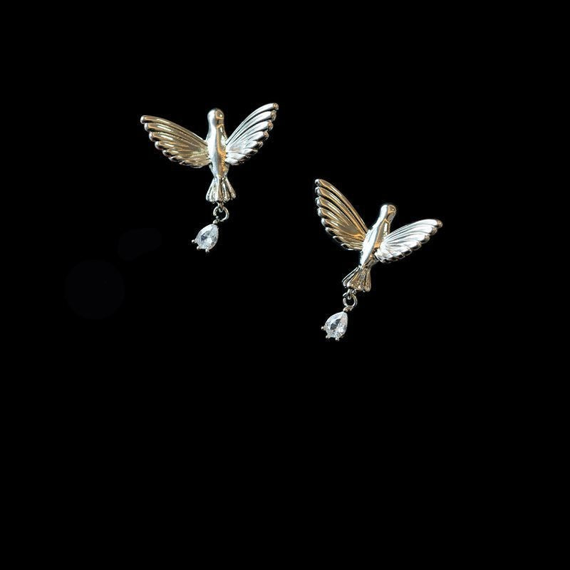 Wings of the Spirit: Dove Earrings with Zirconia