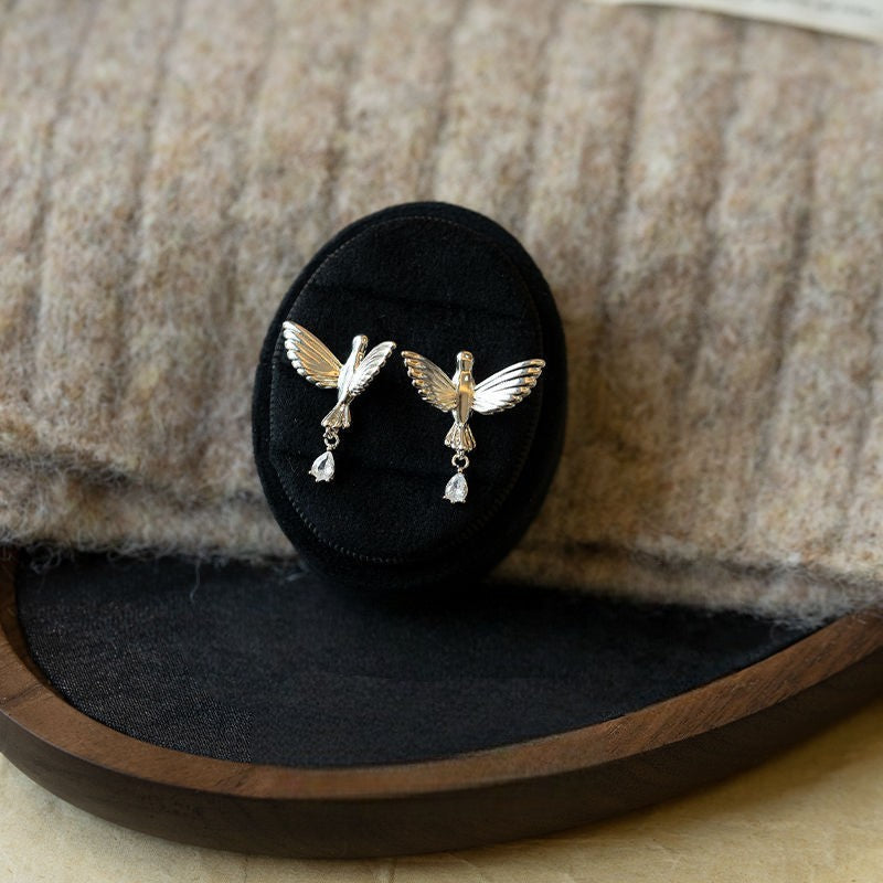 Wings of the Spirit: Dove Earrings with Zirconia