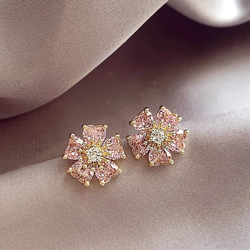 "Heart Flower" Earrings - Pastel Pink