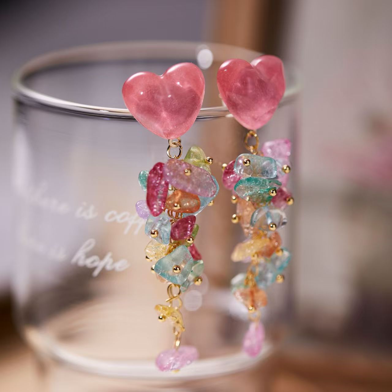 Aretes "Cascada de Corazón"