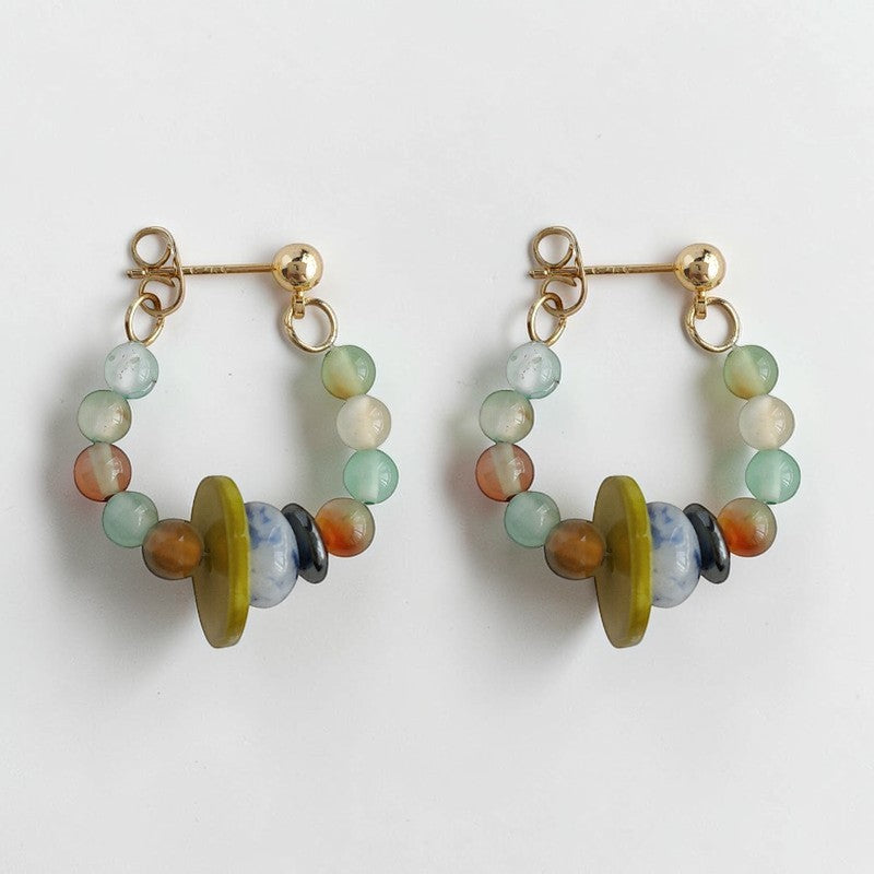 Colorful Beaded Hoop Earrings