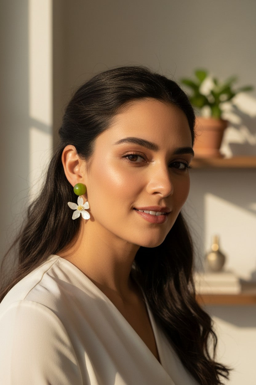"Grape & Flower" Earrings 🌿🤍 - Fresh and Natural Elegance