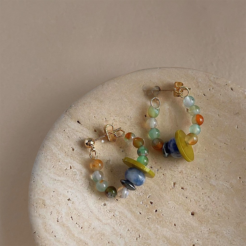 Colorful Beaded Hoop Earrings