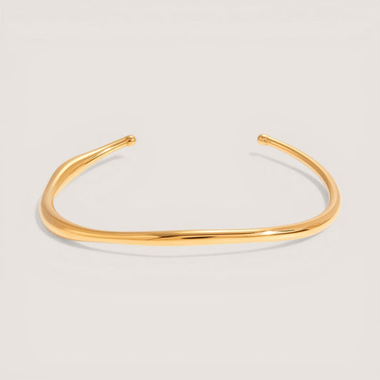 Pulsera Rígida Trenzada Arte Geométrico en Oro
